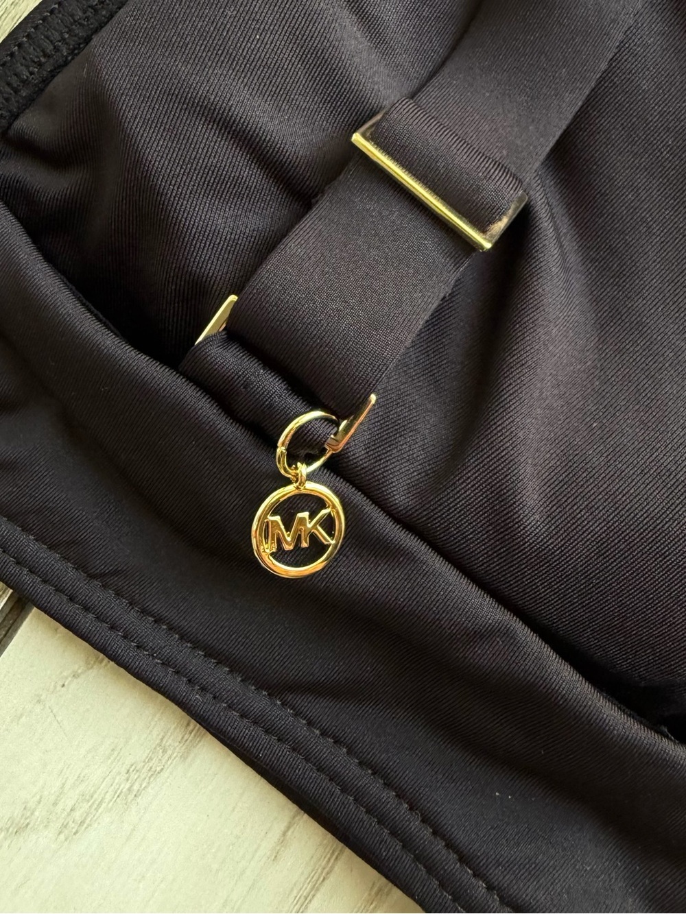 Michael Kors Black Bikini Top with Gold Buckle - Picture 3 of 4
